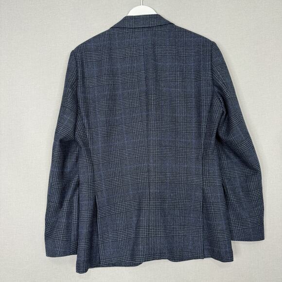 BOSS Blazer Mens 36R Blue Plaid Wool Blend Hutson Slim Fit Sport Coat Jacket - Picture 8 of 15